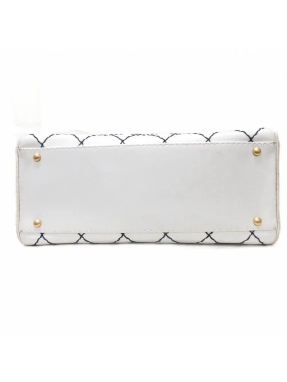 Chanel Wild Stitch CC Logo Handbag Gold Leather White